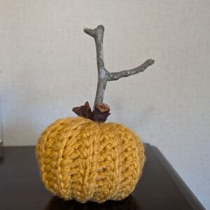 Handcrafted Yellow Crochet Pumpkin Decor